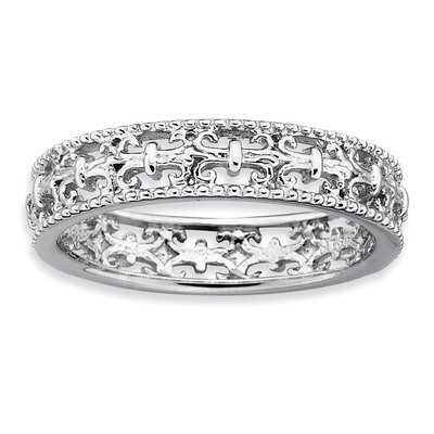 Fleur De Lis Ring - Sterling Silver Polished QSK129, MPN: QSK129, 886774210636