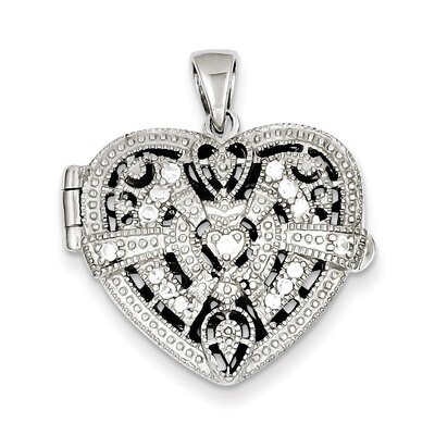 Design Heart Locket Pendant Sterling Silver Diamond QP2046, MPN: QP2046, 883957145310