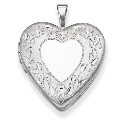 Floral Border Heart Locket Sterling Silver 20mm QLS320, MPN: QLS320, 883957575520