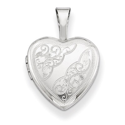 Side Swirls 12mm Heart Locket Sterling Silver QLS485, MPN: QLS485, 883957143491