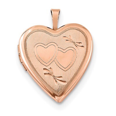 20mm Double Hearts Heart Locket Sterling Silver Rose Gold-plated QLS742, MPN: QLS742, 191101359699
