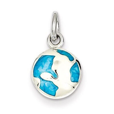 Teal Enamel Earth Charm Sterling Silver QC3868, MPN: QC3868, 883957582016