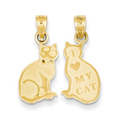 I Heart My Cat on Reverse Cat Pendant 14k Gold D4238, MPN: D4238, 886774023236