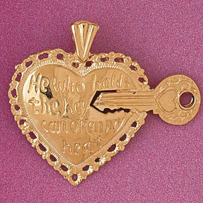 Dazzlers Jewelry Key to My Heart Pendant Necklace Charm Bracelet in Yellow, White or Rose Gold 4033…