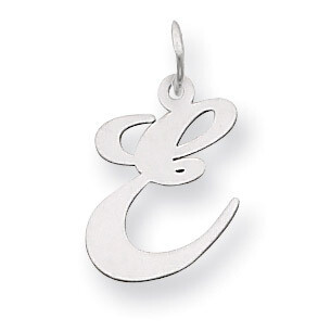 Medium Fancy Script Initial E Charm Pendant 14k white Gold YC653E, MPN: YC653E, 883957030029