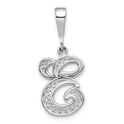 Filigree Initial E Pendant 10k White Gold 10D1281E, MPN: 10D1281E,