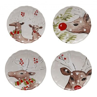 Casafina Deer Friends White Set of 4 Dessert Plates DF604-WHI, MPN: DF604-WHI, 840289015179