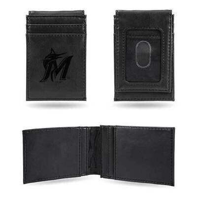 MLB Miami Marlins Black Faux Leather Front Pocket Wallet GC7406, MPN: GC7406, 767345894847