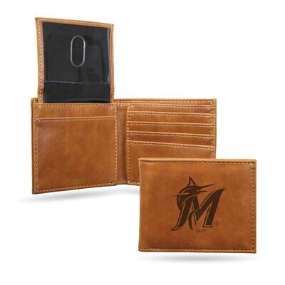 MLB Miami Marlins Brown Faux Leather Bi-fold Wallet GC7161, MPN: GC7161, 767345879264