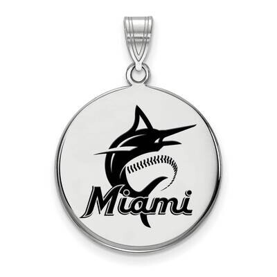 MLB Miami Marlins Large Enamel Disc Pendant Sterling Silver Rhodium-plated SS031MIN, MPN: SS031MIN,…