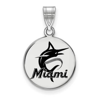 MLB Miami Marlins Medium Enamel Disc Pendant Sterling Silver Rhodium-plated SS029MIN, MPN: SS029MIN…