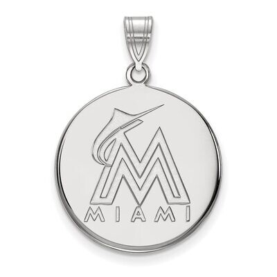 Miami Marlins Large Disc Pendant Sterling Silver SS016MIN, MPN: SS016MIN, 886774627816
