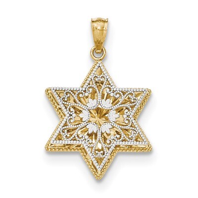 Polished Reversible Filigree Star of David Pendant 14k Two-Tone Gold K5709, MPN: K5709, 191101082900