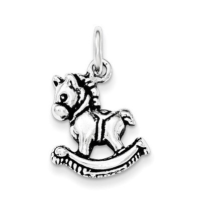 Antiqued Rocking Horse Pendant Sterling Silver QC8554