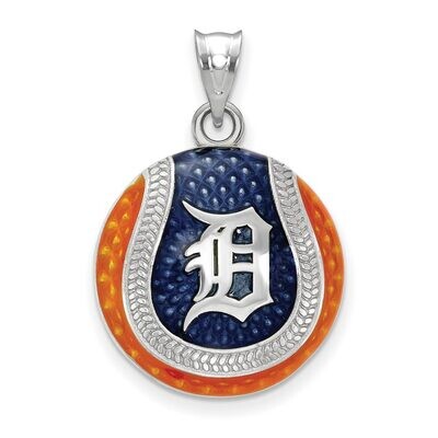 Detroit Tigers D Baseball Enameled Pendant Sterling Silver SS519TIG, MPN: SS519TIG, 634401516978