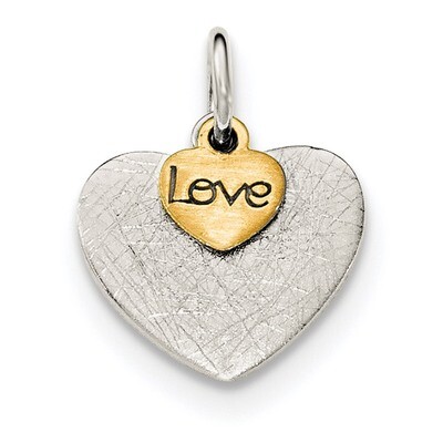 Textured Love Charm Pendant Sterling Silver Gold-plated QC8469, MPN: QC8469, 191101457425