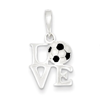 Enamel Love Soccer Pendant Sterling Silver Polished QC7797, MPN: QC7797, 883957138497