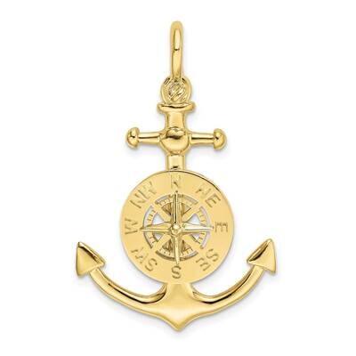 3-D Small Anchor with Nautical Compass Charm 10k Gold 10K8004, MPN: 10K8004,