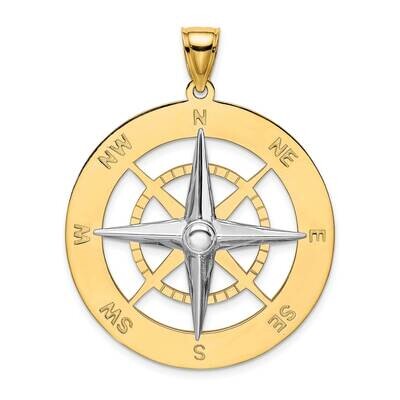 Nautical Compass White Needle Charm 14k Gold Rhodium K9016, MPN: K9016, 637218178964
