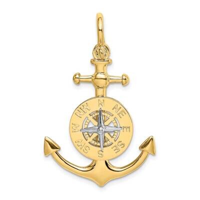 Anchor with Compass Rhodium Needle Charm 14k Gold 3-D K8788, MPN: K8788, 637218189038