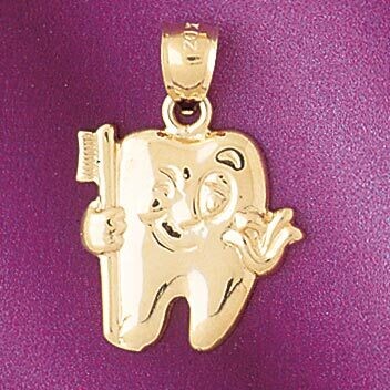 Dazzlers Jewelry Dentist Tooth Pendant Necklace Charm Bracelet in Yellow, White or Rose Gold 4749, …
