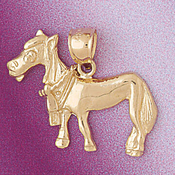 Dazzlers Jewelry Farm Horse Pendant Necklace Charm Bracelet in Yellow, White or Rose Gold 5256, MPN…