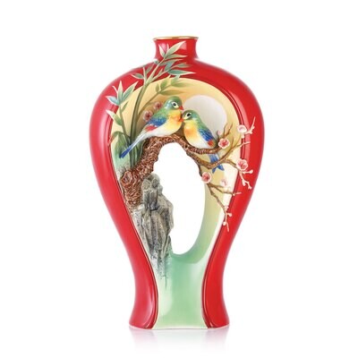 Franz Porcelain Double Happiness Lovebird Vase FZ03283, MPN: FZ03283,