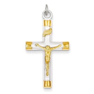 18k Gold-plated Crucifix Pendant Sterling Silver QC5432, MPN: QC5432, 883957397788