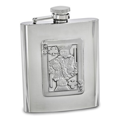 8oz Playing Card Flask Silver-tone GM16833, MPN: GM16833, 788089101145