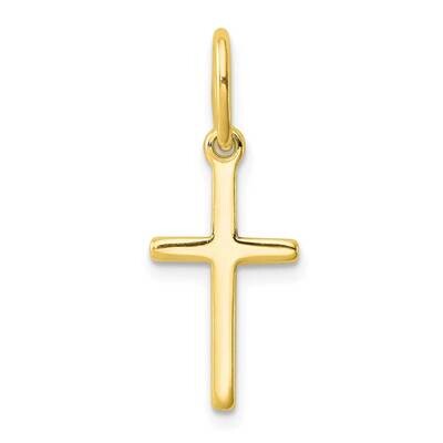 Polished Latin Cross Charm Sterling Silver Gold-Tone QC5381GP, MPN: QC5381GP,