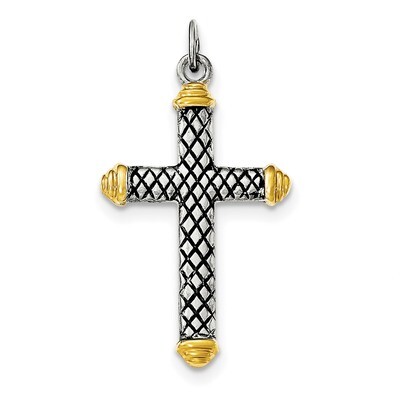 Gold-tone Black Rhodium Criss Cross Design Cross Pendant Sterling Silver QC8129, MPN: QC8129, 19110…