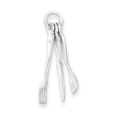Knife, Fork &amp; Spoon Charm Sterling Silver QC2774, MPN: QC2774, 883957907130