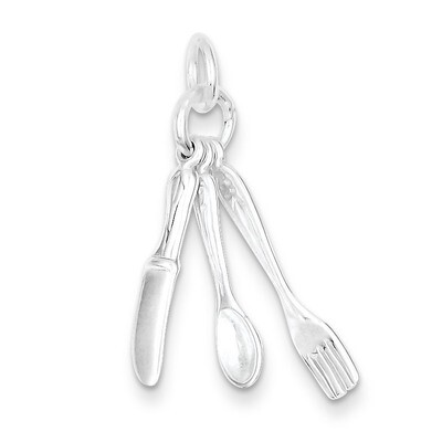 Fork, Knife, and Spoon Charm Sterling Silver QC6153, MPN: QC6153, 883957914732