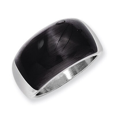 12mm Black Cat&#39;s Eye Ring - Stainless Steel SR196 by Chisel, MPN: SR196, 883957035833