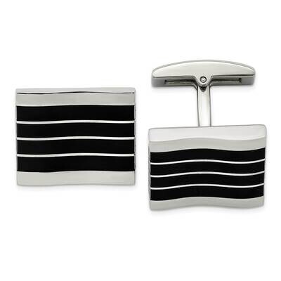 Black Cat&#39;s Eye Rectangle Cufflinks Stainless Steel Polished SRC344, MPN: SRC344, 886774622231