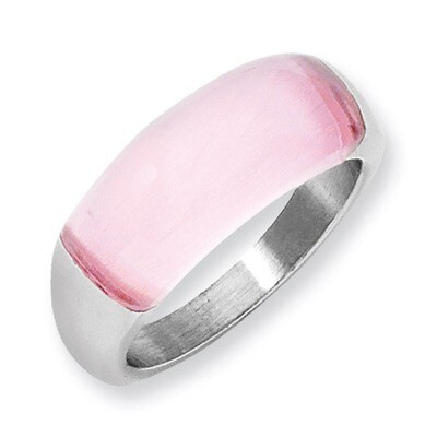 8mm Pink Cat&#39;s Eye Ring - Stainless Steel SR195 by Chisel, MPN: SR195, 883957022574