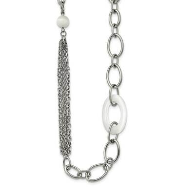 White Cat&#39;s Eye Slip-on Necklace Stainless Steel Polished SRN2215-38 by Chisel, MPN: SRN2215-38, 19…