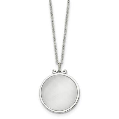 White Cat&#39;s Eye Round Necklace Stainless Steel Polished SRN1696-18.25 by Chisel, MPN: SRN1696-18.25…