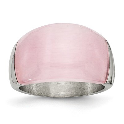 12mm Pink Cat&#39;s Eye Ring Stainless Steel SR180-6