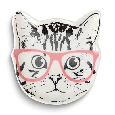 Cat with Glasses Ceramic Trinket Dish GM25230, MPN: GM25230, 788089166458