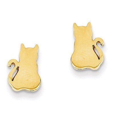 Cat Earrings 14k Gold TF536, MPN: TF536, 886774118581