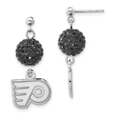 NHL Philadelphia Flyers Black Crystal Dangle Earrings Sterling Silver FLY069ERB-SS, MPN: FLY069ERB-…