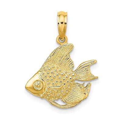Fish Charm 14k Gold Textured K7688, MPN: K7688, 637218012534