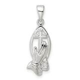 Cross with Praying Hands Pendant Sterling Silver Polished QC11220, MPN: QC11220,