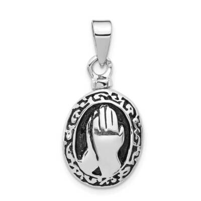 Enameled Praying Hands Ash Holder Pendant Sterling Silver Rhodium-plated QP5329, MPN: QP5329, 88395…