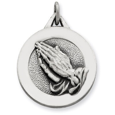 Praying Hands Pendant Antiqued Sterling Silver QC5801, MPN: QC5801, 191101184154