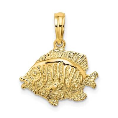 Fish Charm 14k Gold Polished &amp; Textured K7681, MPN: K7681, 637218012442