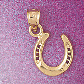 Dazzlers Jewelry Lucky Horseshoe Pendant Necklace Charm Bracelet in Yellow, White or Rose Gold 5161…