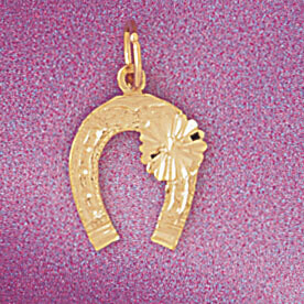Dazzlers Jewelry Lucky Horseshoe Pendant Necklace Charm Bracelet in Yellow, White or Rose Gold 5388…