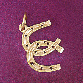 Dazzlers Jewelry Lucky Horseshoe Pendant Necklace Charm Bracelet in Yellow, White or Rose Gold 5162…